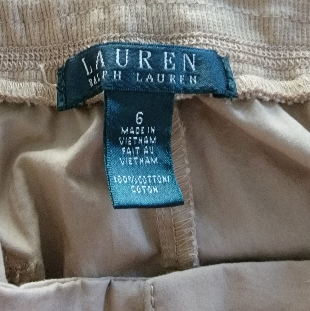 NWT Lauren Ralph Lauren Tan Wide-Leg Drawstring Pants Size 6 - Picture 11 of 11